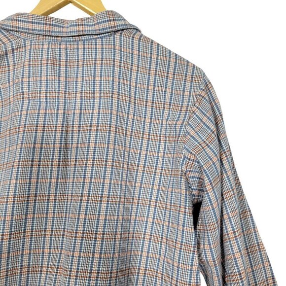 WOOLRICH Women's Light Blue Plaid Striped 100% Cotton Button Down Flannel Size L - Picture 11 of 14